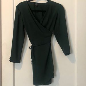 TOP SHOP Forest green wrap dress
